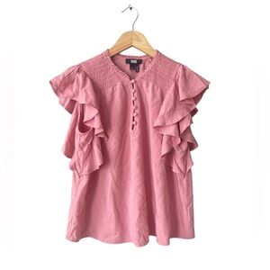 PAIGE Lipstick Pink Ruffle Sleeve Top